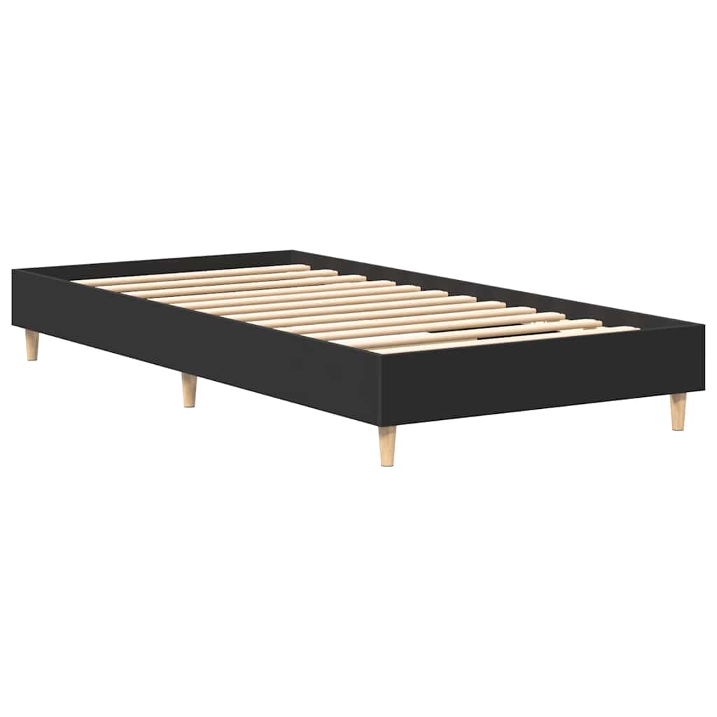 Bed Frame No Mattress Black 75x190 cm Small Single Engineered Wood